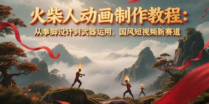 图片[1]-火柴人动画制作教程：从拳脚设计到武器运用，国风短视频新赛道-米壳知道—知识分享平台
