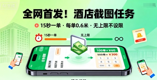 全网首发！酒店截图任务，15秒一单，每单0.6米，任务无上限不设限，矩阵操作单日3张到手【揭秘】-米壳知道—知识分享平台