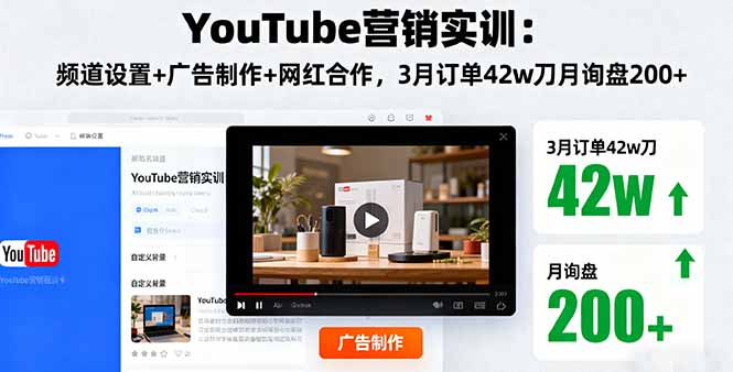 YouTube营销实训：频道设置+广告制作+网红合作，3月订单42w刀月询盘200+-米壳知道—知识分享平台