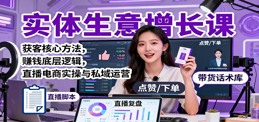 实体生意增长课：获客核心方法，赚钱底层逻辑，直播电商实操与私域运营-米壳知道—知识分享平台