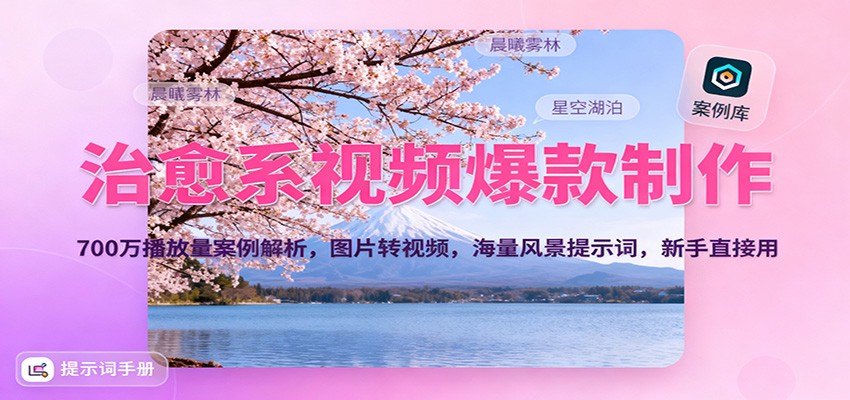 治愈系视频爆款制作,700万播放量案例解析,图片转视频,海量风景提示词,新手直接用-米壳知道—知识分享平台