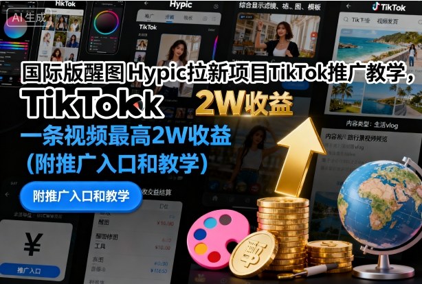 国际版醒图Hypic拉新项目TikTok推广教学，一条视频最高2W收益(附推广入口和教学)-米壳知道—知识分享平台