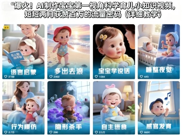 爆火！AI制作宝宝第一视角科学育儿小知识视频，短短两月获赞百万的流量密码(详细教学)-米壳知道—知识分享平台