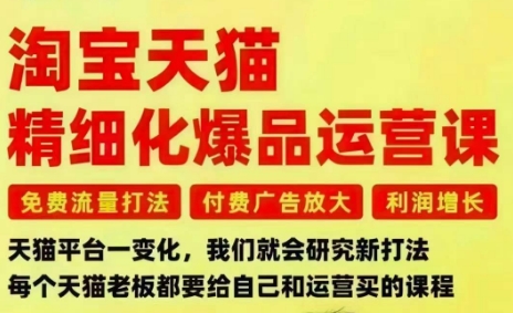 淘宝天猫精细化爆品运营课，免费流量打法-付费广告放大-利润增长-三大核心痛点，一次全部解决-米壳知道—知识分享平台