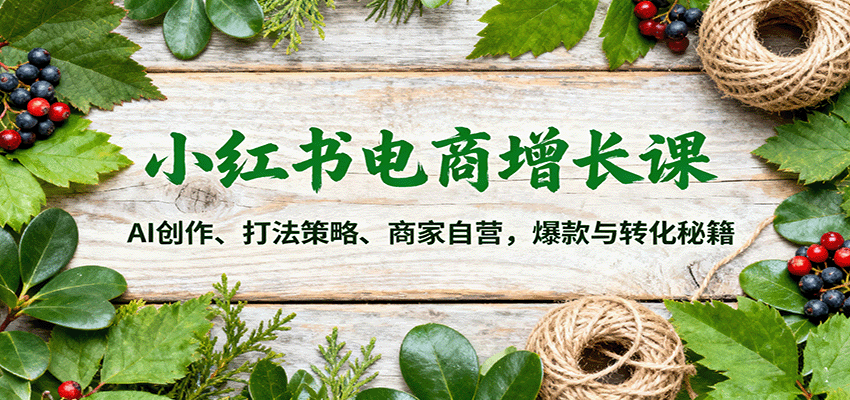 小红书电商增长课：AI创作、打法策略、商家自营，爆款与转化秘籍-米壳知道—知识分享平台
