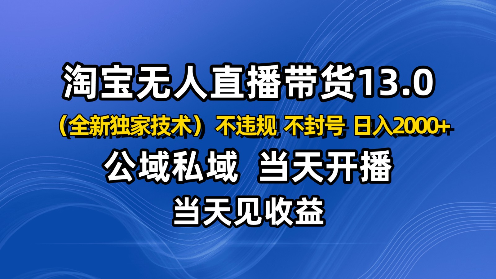 淘宝无人直播13.0，公域私域技术，不封号，不违规 布局下半年旺季赛道，日入2000+-米壳知道—知识分享平台