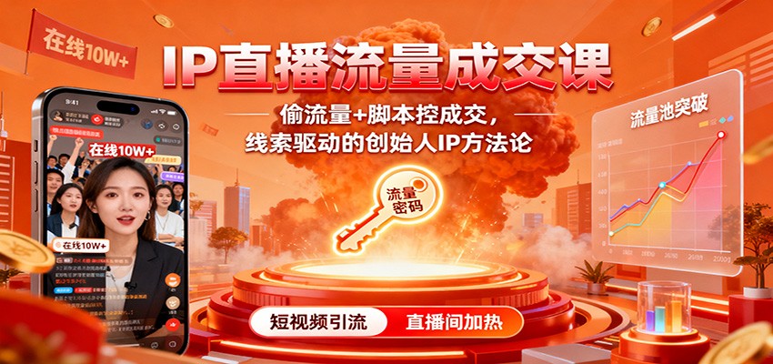 IP直播流量成交课：偷流量+脚本控成交，线索驱动的创始人IP方法论-米壳知道—知识分享平台