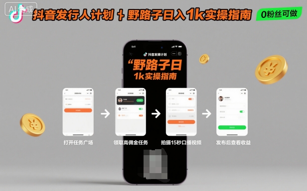 抖音发行人计划全新野路子玩法，随时随地，只要有手机，就能操作，日入1k+【揭秘】-米壳知道—知识分享平台