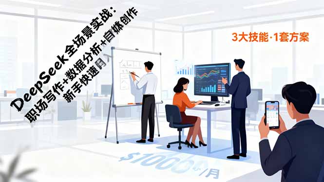 DeepSeek全场景实战:职场写作+数据分析+自媒体创作,新手快速月入过万-米壳知道—知识分享平台
