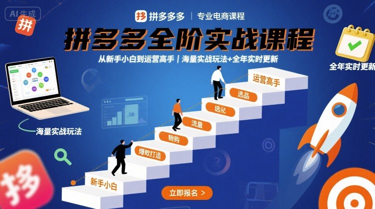 拼多多全阶实战课程,从新手小白到运营高手,海量实战玩法+全年实时更新【2025年10月更新】-米壳知道—知识分享平台