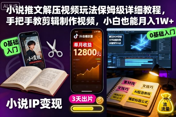 小说推文解压视频玩法保姆级详细教程,手把手教剪辑制作视频,小白也能月入1W+-米壳知道—知识分享平台