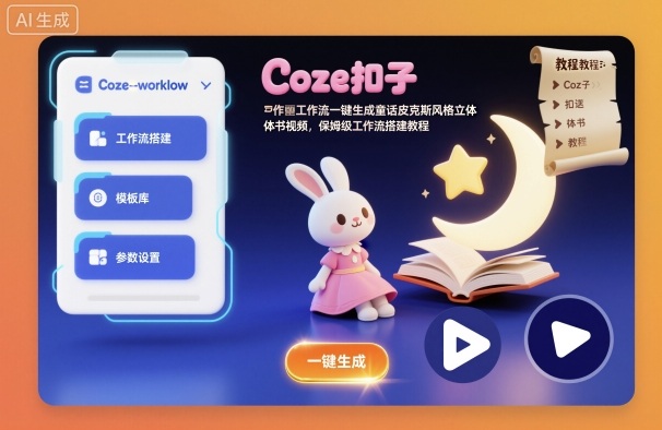 Coze扣子工作流一键生成童话皮克斯风格立体书视频，保姆级工作流搭建教程-米壳知道—知识分享平台