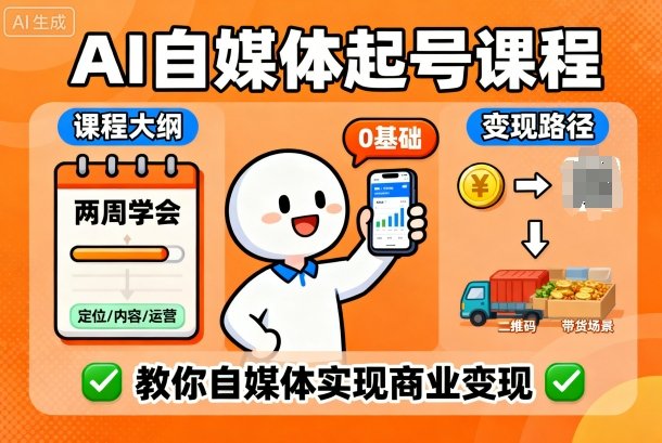 AI自媒体起号课程，0基础小白两周学会，教你自媒体实现商业变现-米壳知道—知识分享平台