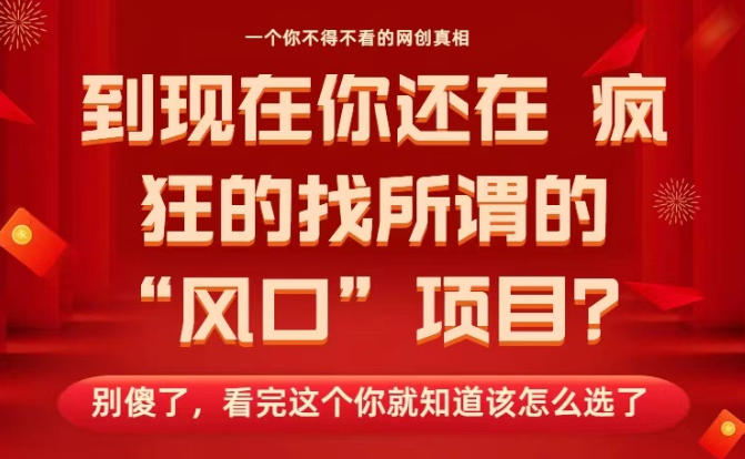 马上26年了，你还在找所谓的风口项目？别傻了，看完这个你全都懂了！【揭秘】-米壳知道—知识分享平台