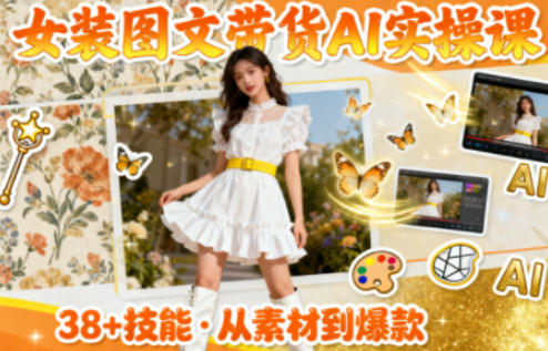女装图文带货的AI实操课，覆盖38个实用技能，快速提升素材制作效率-米壳知道—知识分享平台