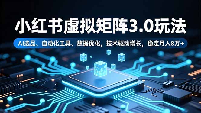 小红书虚拟矩阵3.0玩法，AI选品、自动化工具、数据优化，技术驱动增长，稳定月入8万+-米壳知道—知识分享平台