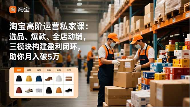 淘宝高阶运营私家课:选品、爆款、全店动销,三模块构建盈利闭环,助你月入破5万-米壳知道—知识分享平台