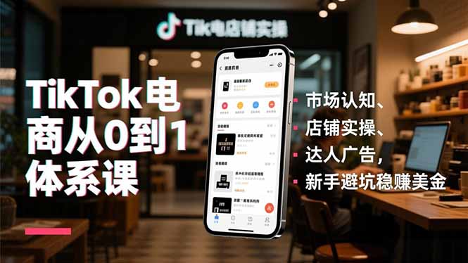 TikTok电商从0到1体系课,市场认知、店铺实操、达人广告,新手避坑稳赚美金-米壳知道—知识分享平台